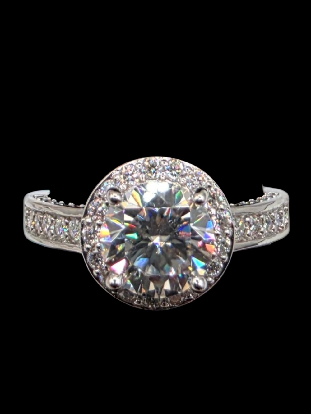 1.76 CTW Moissanite Solid 925 Sterling Silver Halo Engagement Ring Size 5